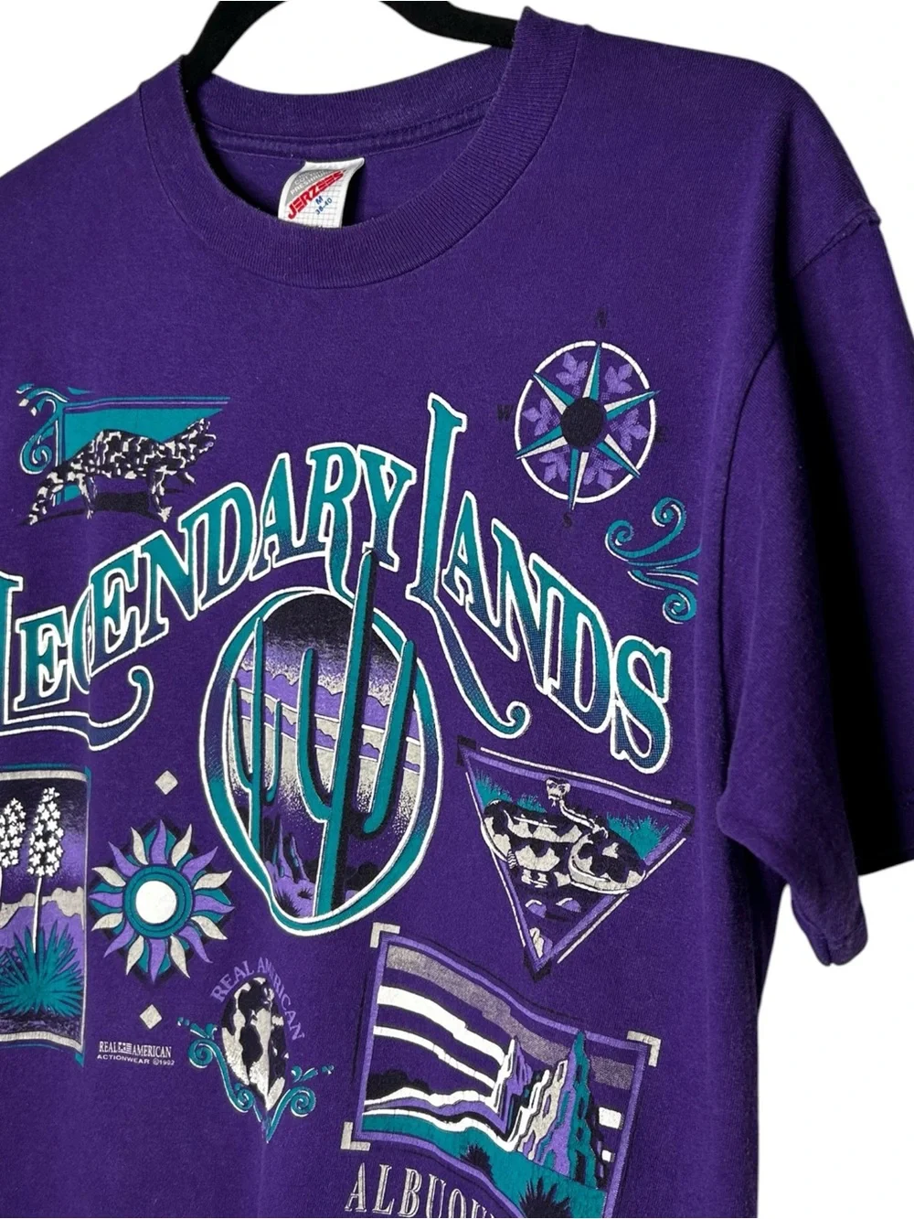 Vintage 1992 Jerzees Legendary Lands Albuquerque T Shirt M Purple Southwestern